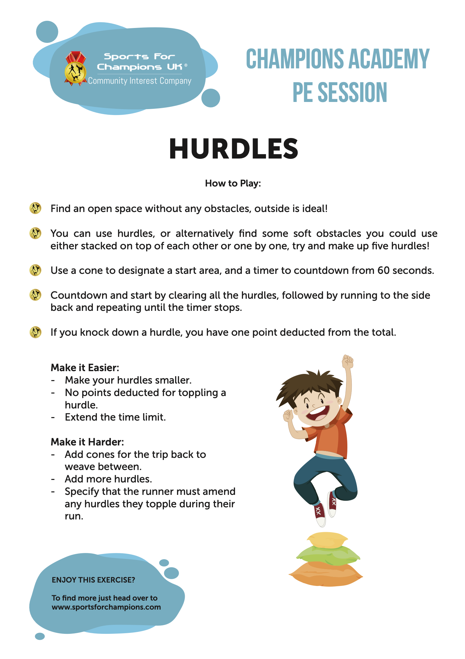 Teacher Resource PE Session free to use for all ages.