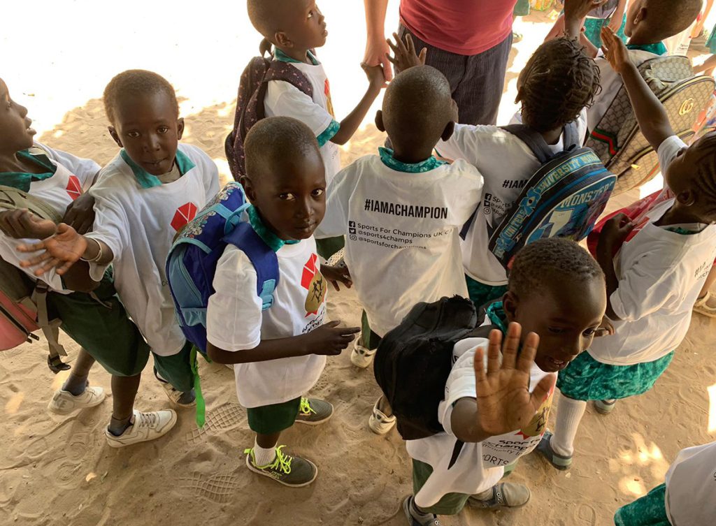 Gambian School Kids thanking us for their new sports and school equipment